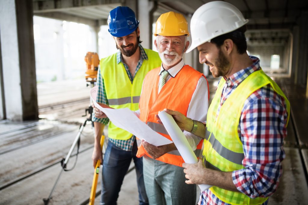 Group of construction engineer working in construction site